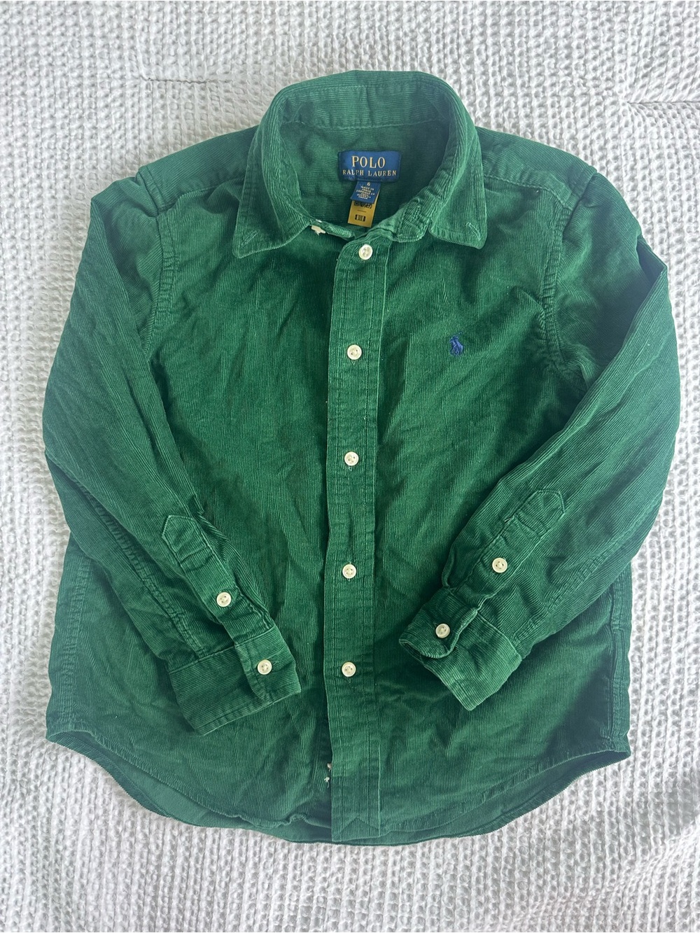 Polo by Ralph Lauren Dark Green Corduroy Button-Down Shirt Boys Size 6